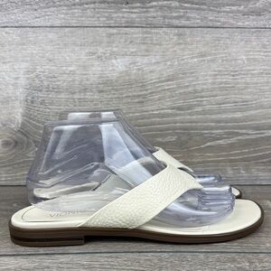 Vionic Agave Women’s Sz 8.5 Pebbled Cream Ivory Leather Slip On Slide Sandals